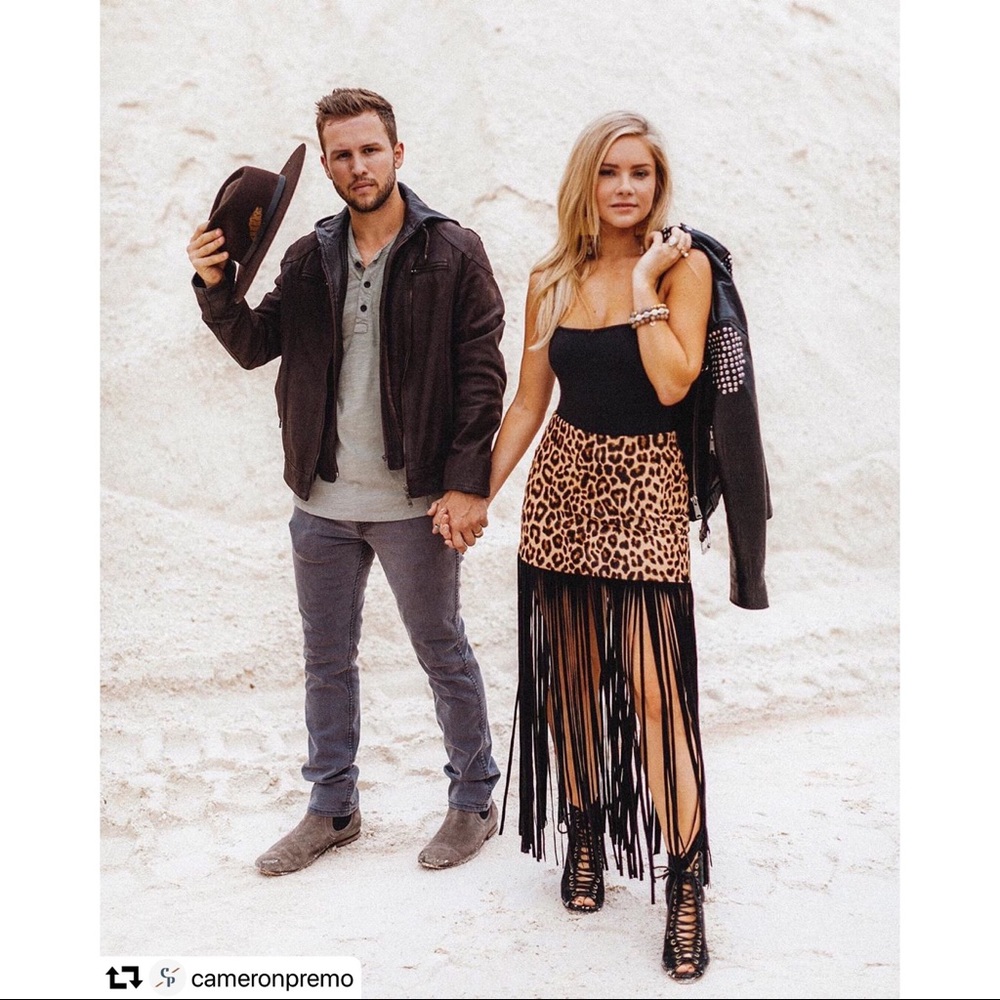NWT the perfext leather leopard fringe skirt - Picture 1 of 6